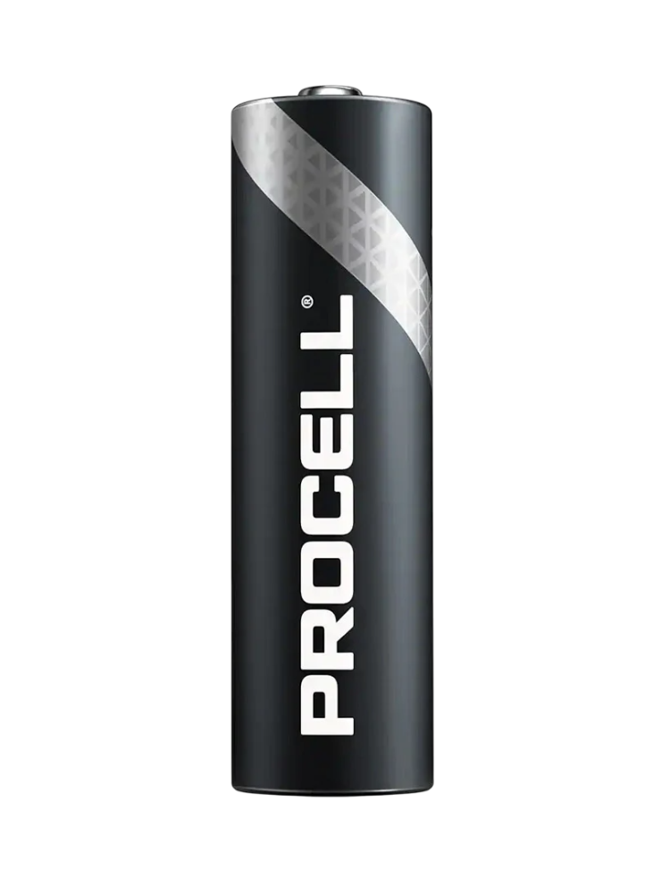 Front-facing shot of a single ProCell AA battery placed upright