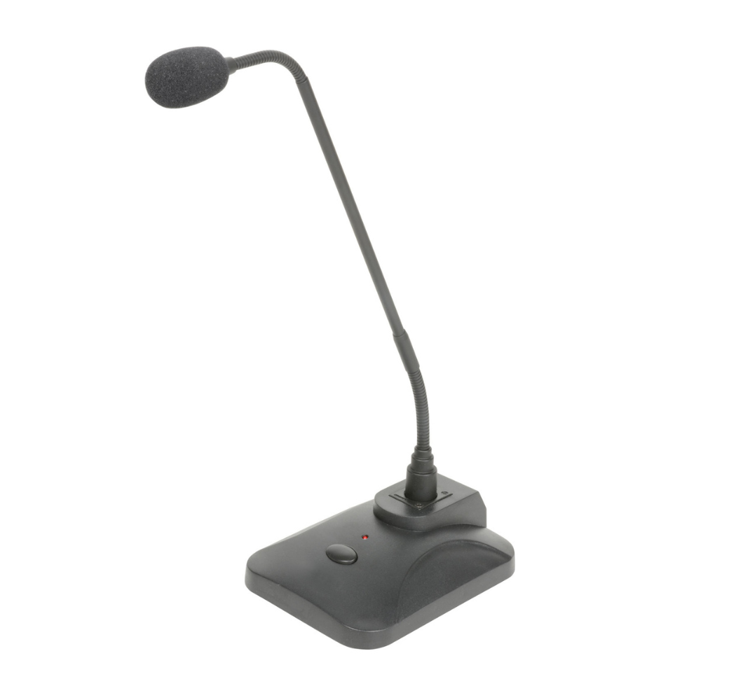 Close-up shot of a paging microphone with an attached gooseneck microphone