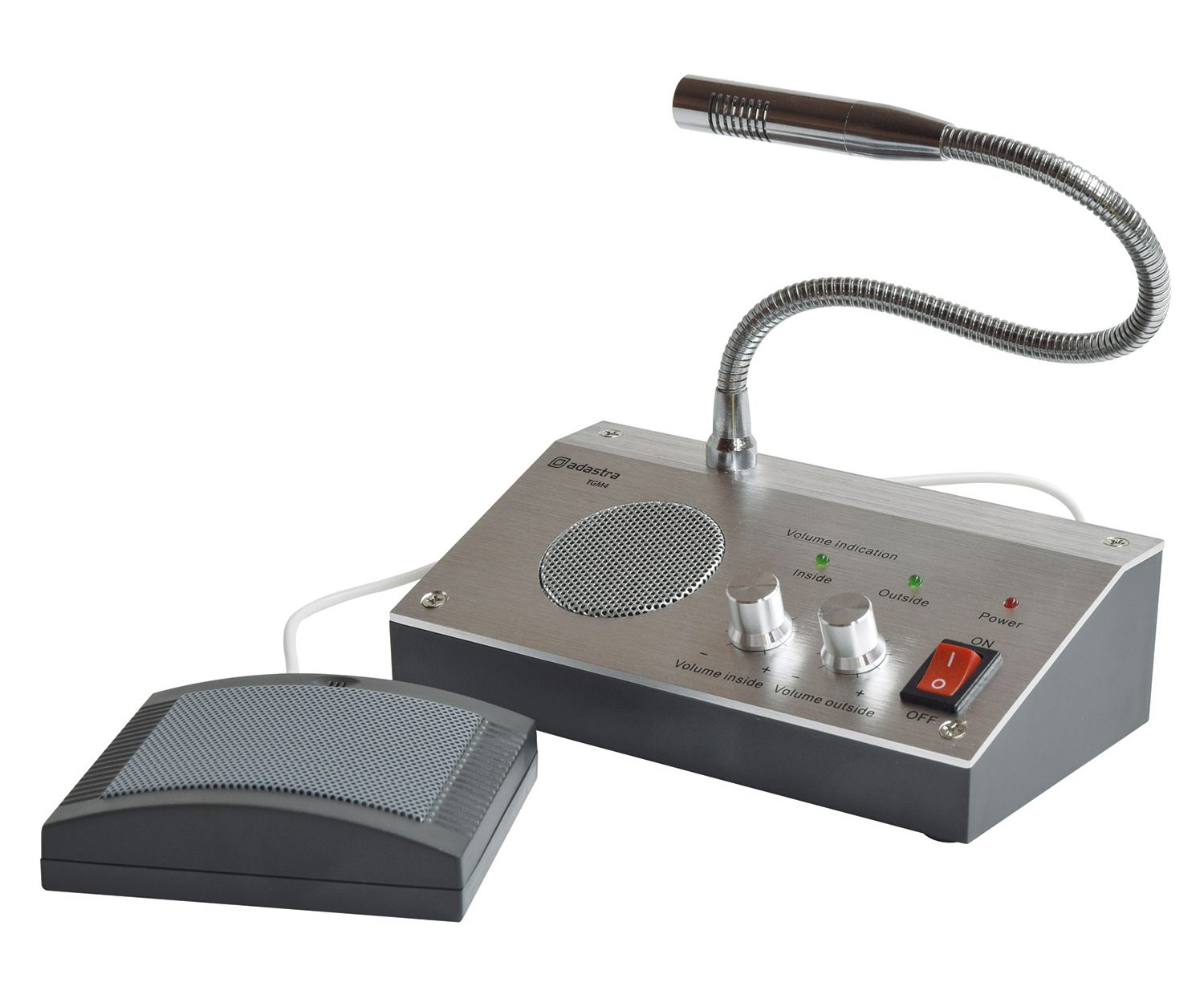 Angled shot of a Metallic Grey 2-Way Contactless Countertop Intercom laid out individually