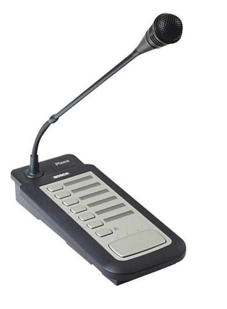 Close-up shot of a Black & Silver Six-Zone Call Station Paging Microphone (Gooseneck)