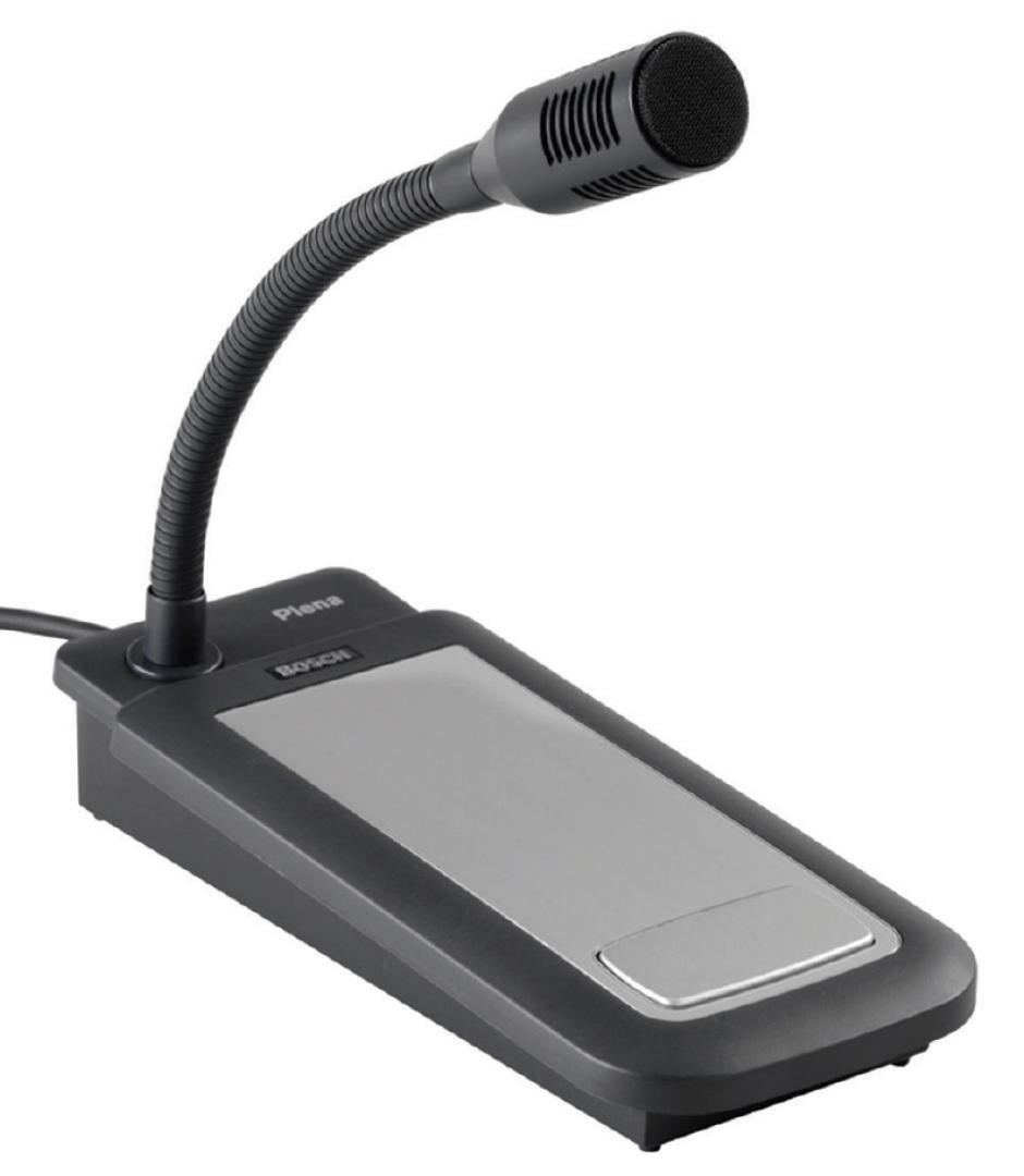 Close-up shot of a Black & Silver Single-Zone Call Station Paging Microphone (Gooseneck)
