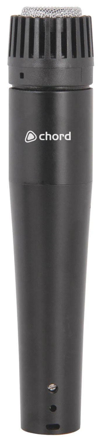 Front-facing shot of a Chord IM07 Dynamic Instrument Microphone with Input Connections displayed on front