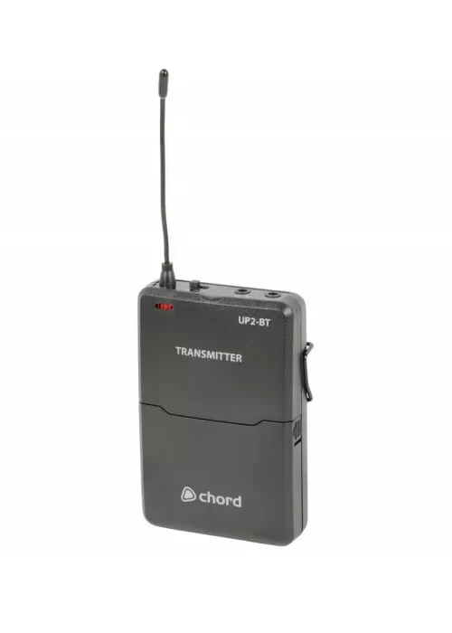 Angled shot of a Chord UP2-BT UHF Wireless Beltpack Transmitter