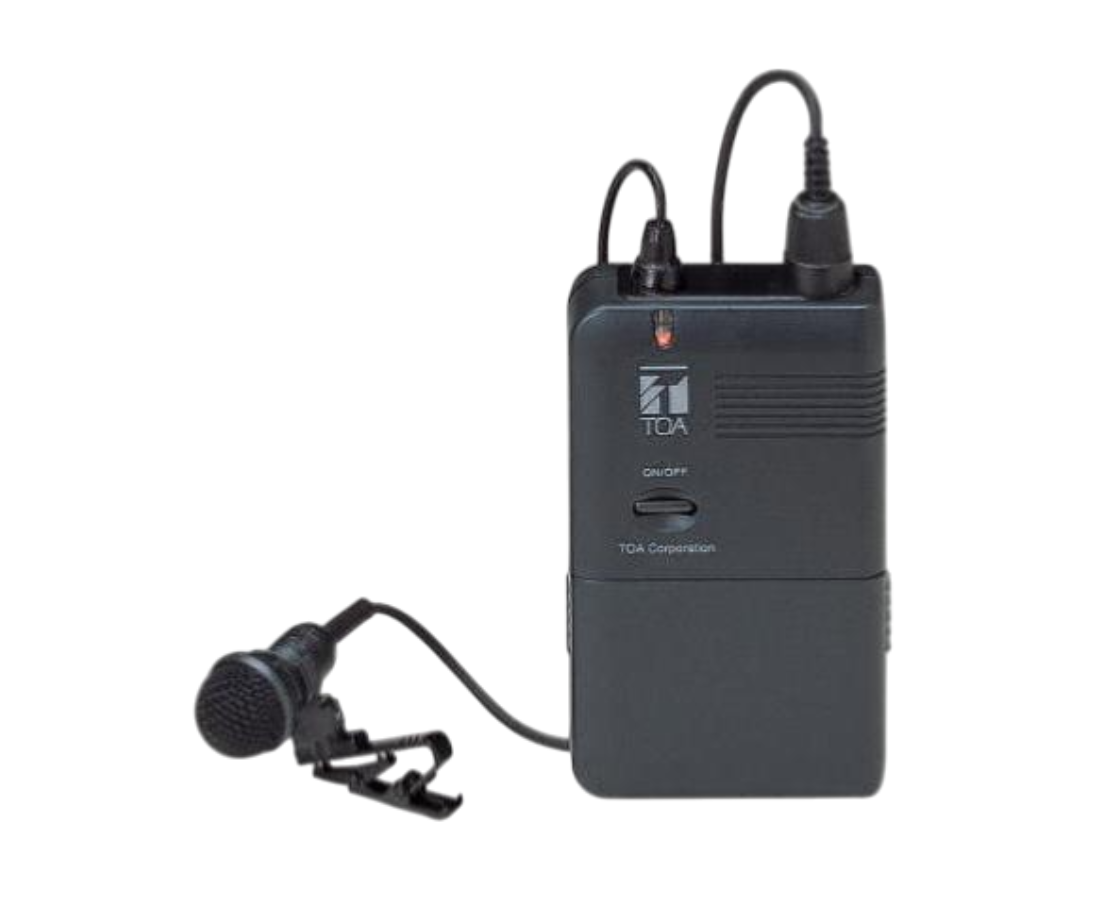 Front-facing shot of a VHF Wireless Lavaliere Radio Microphone