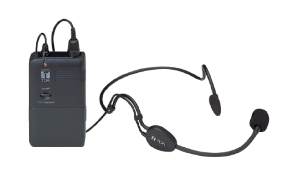 Front-facing shot of a VHF Wireless Headset Radio Microphone & Beltpack Transmitter