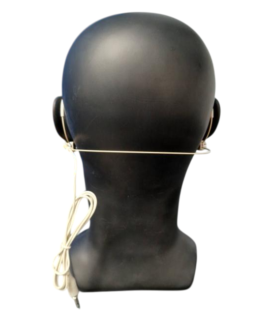 Chord FCN-35 Gallery Rear-facing shot of a Beige Chord FCN-35 Neckband Microphone placed on a Mannequin Head