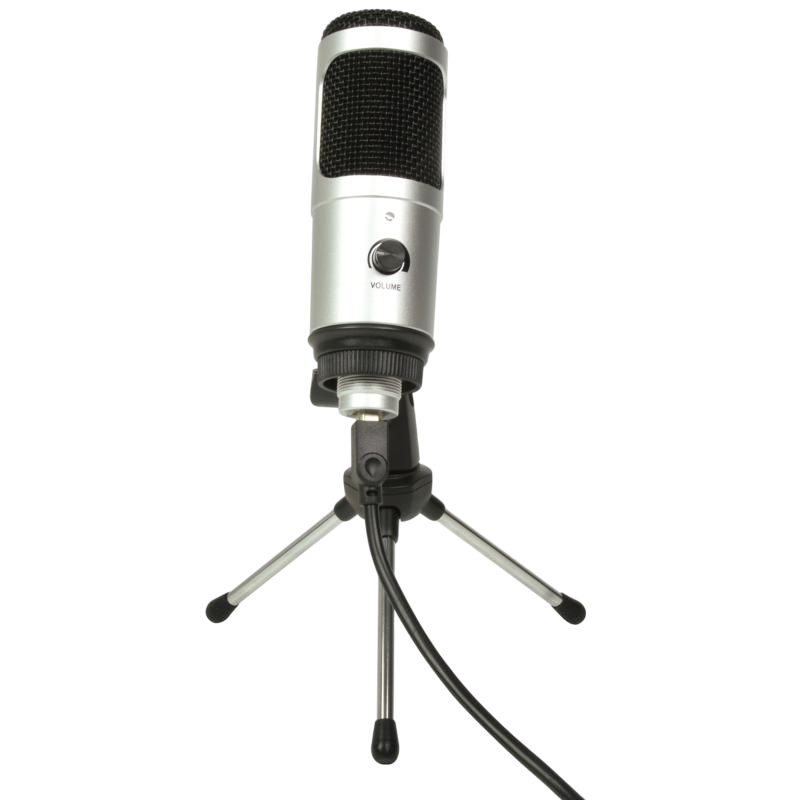 Citronic CU-POD2 Gallery Front-facing shot of a Silver Studio Condenser Microphone