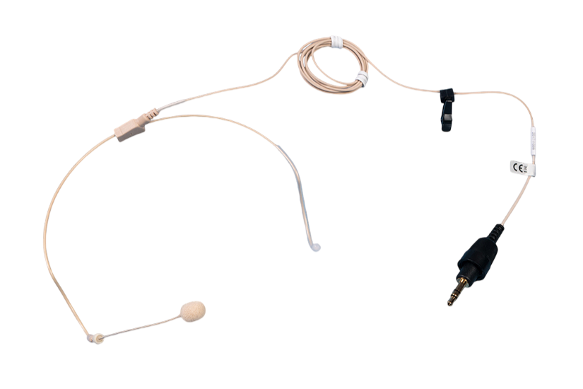 Overhead shot of a Beige-Coloured TOA-YP-M5000H Earset Microphone with cable attached