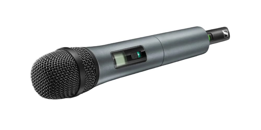Sennheiser XSW 1-825-E Gallery Side-facing shot of a slate-coloured Sennheiser Wireless E825 Cardioid Transmitter